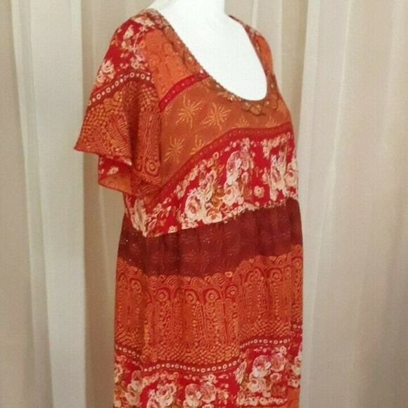 JL Studio Womens Orange Rust Gold Multicolor Dress - Picture 5 of 7